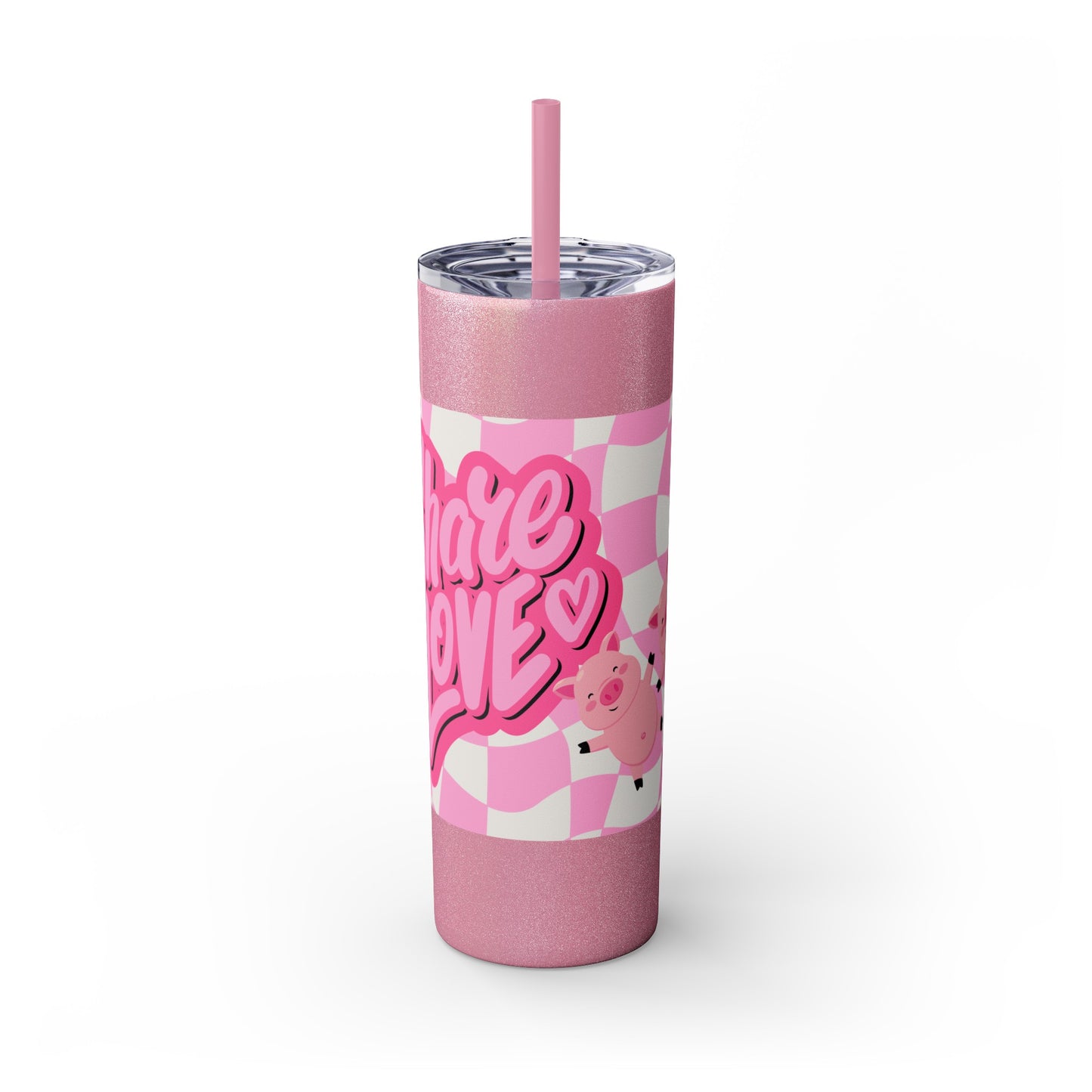 Share the Love Mini Pig Skinny Tumbler with Straw, 20oz