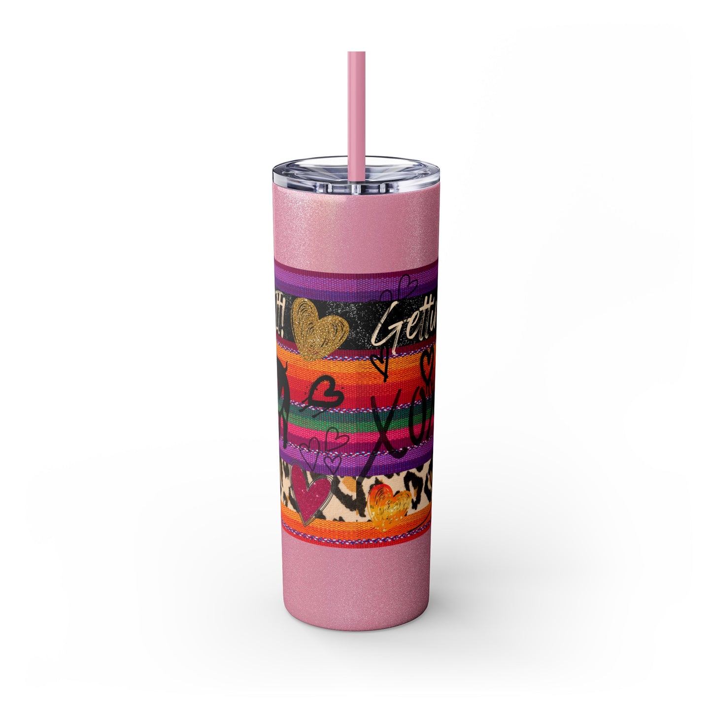 Serape "Getting Piggy With it!" Skinny Tumbler with Straw, 20oz