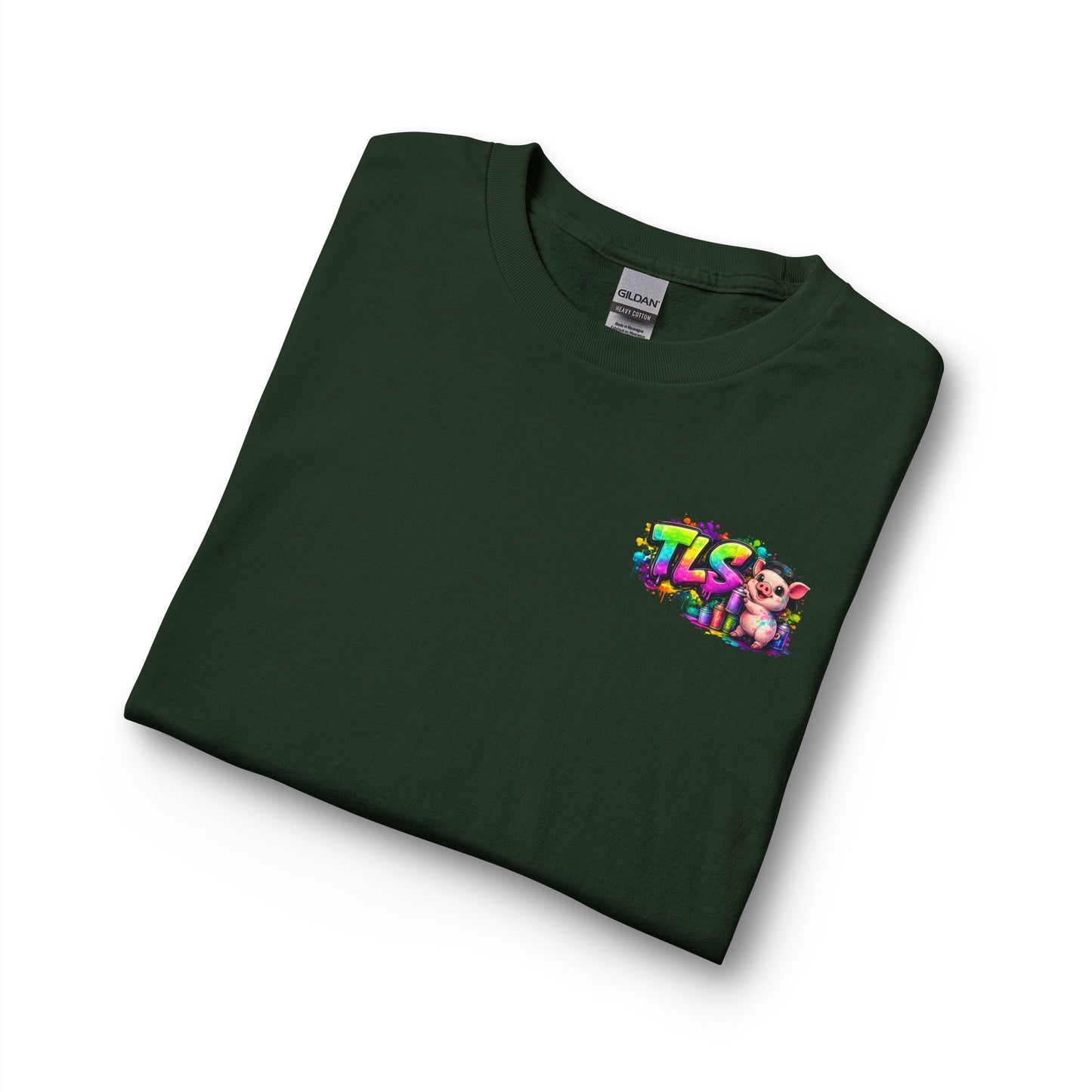 Long Sleeve T-Shirt — Colorful "TLS" Pig Logo, Cute PiggySpaDay Graphic