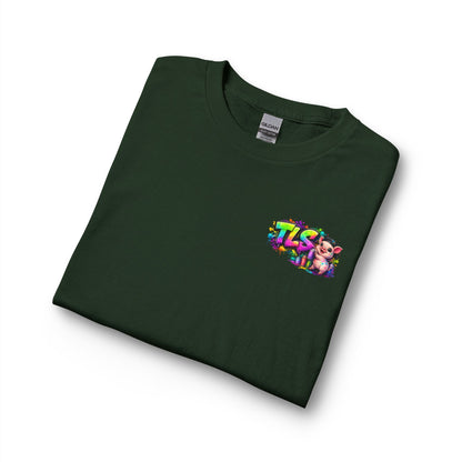 Long Sleeve T-Shirt — Colorful "TLS" Pig Logo, Cute PiggySpaDay Graphic