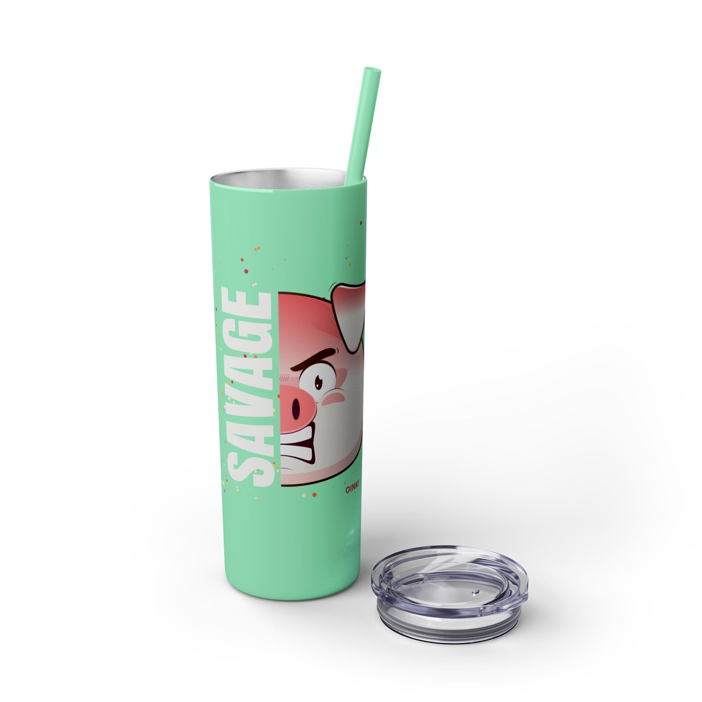 Savage Pig Skinny Tumbler with Straw, 20oz