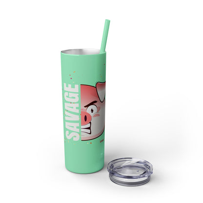 Savage Pig Skinny Tumbler with Straw, 20oz