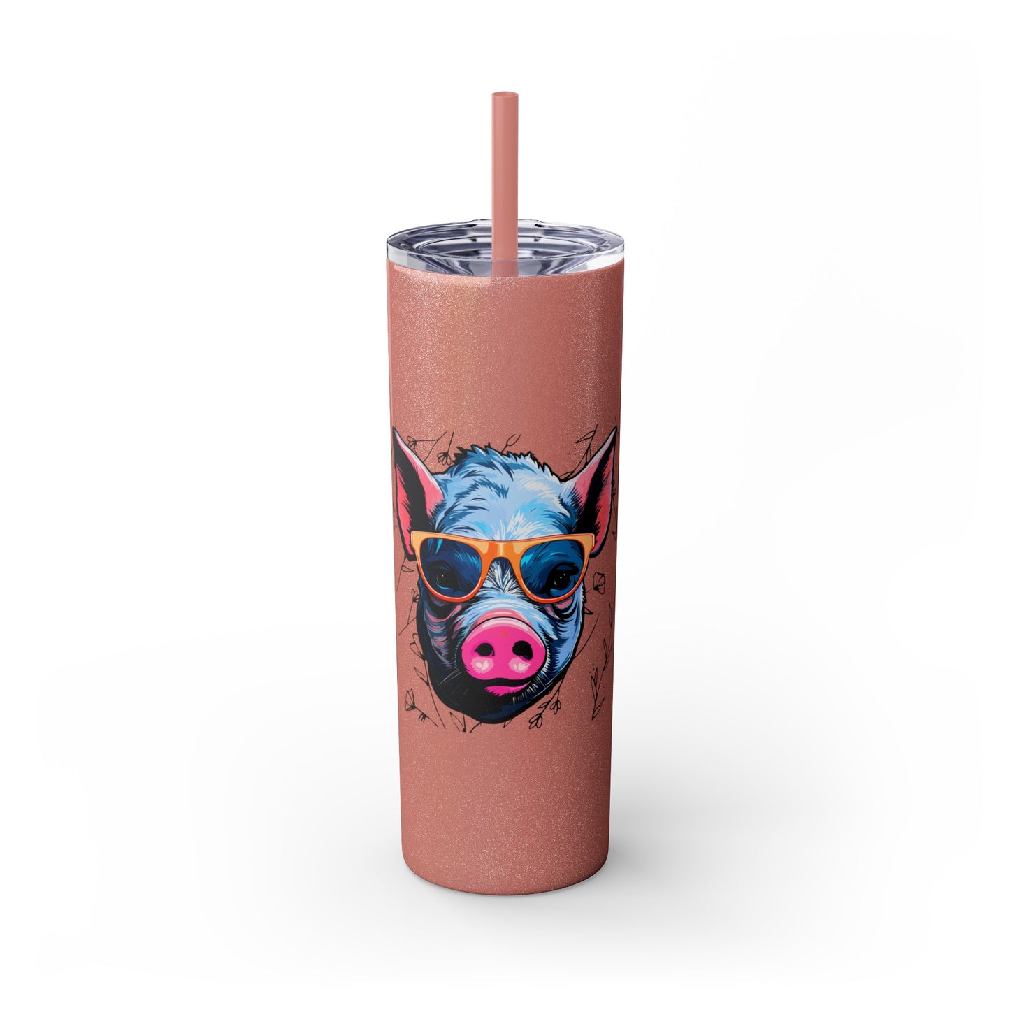 Cool Mini Pig Skinny Tumbler with Straw, 20oz