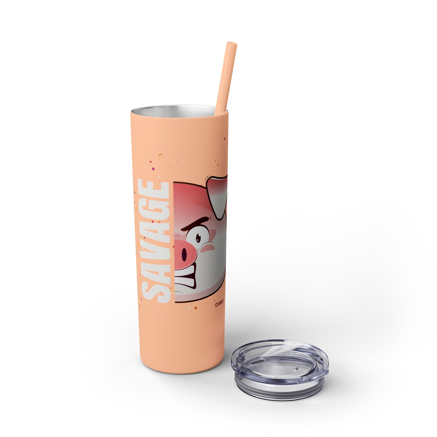 Savage Pig Skinny Tumbler with Straw, 20oz