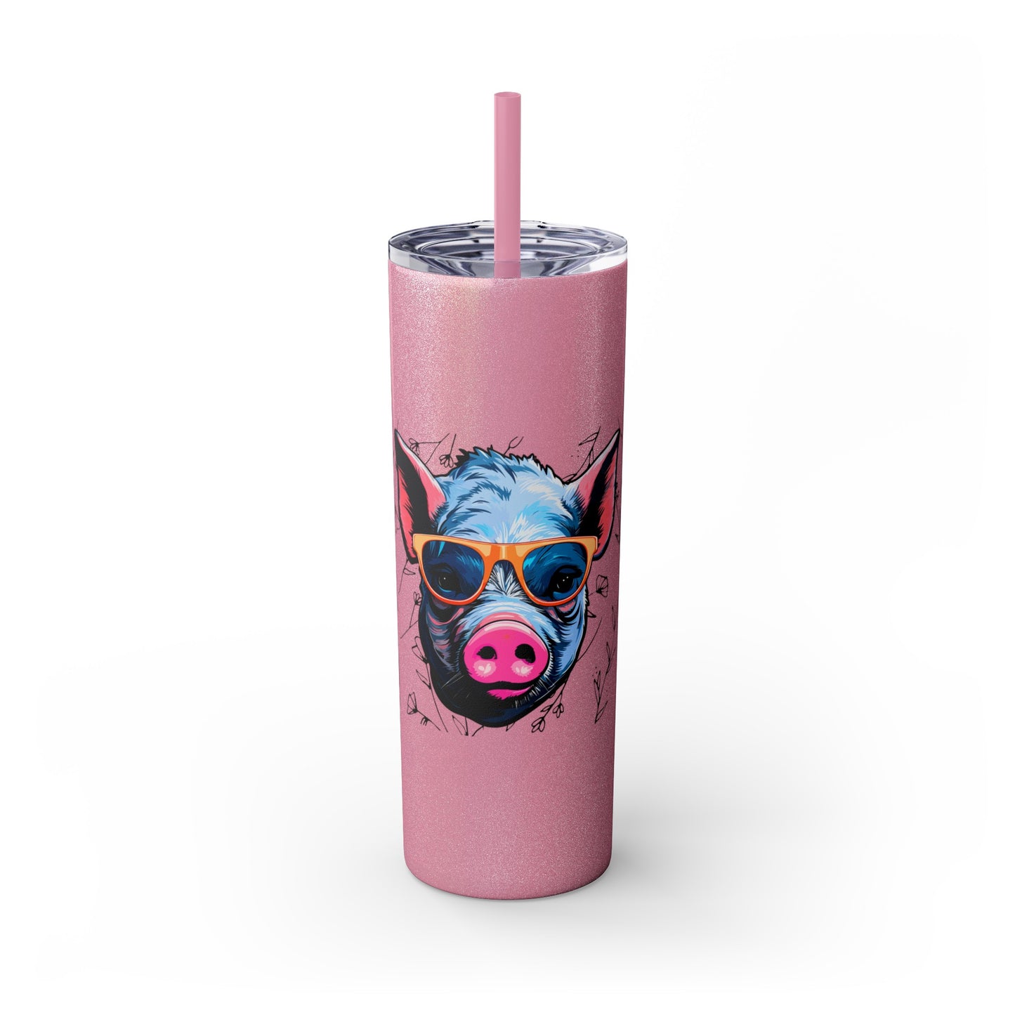 Cool Mini Pig Skinny Tumbler with Straw, 20oz