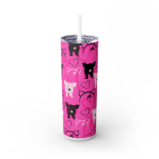 Pig Pigs Skinny Tumbler with Straw, 20oz