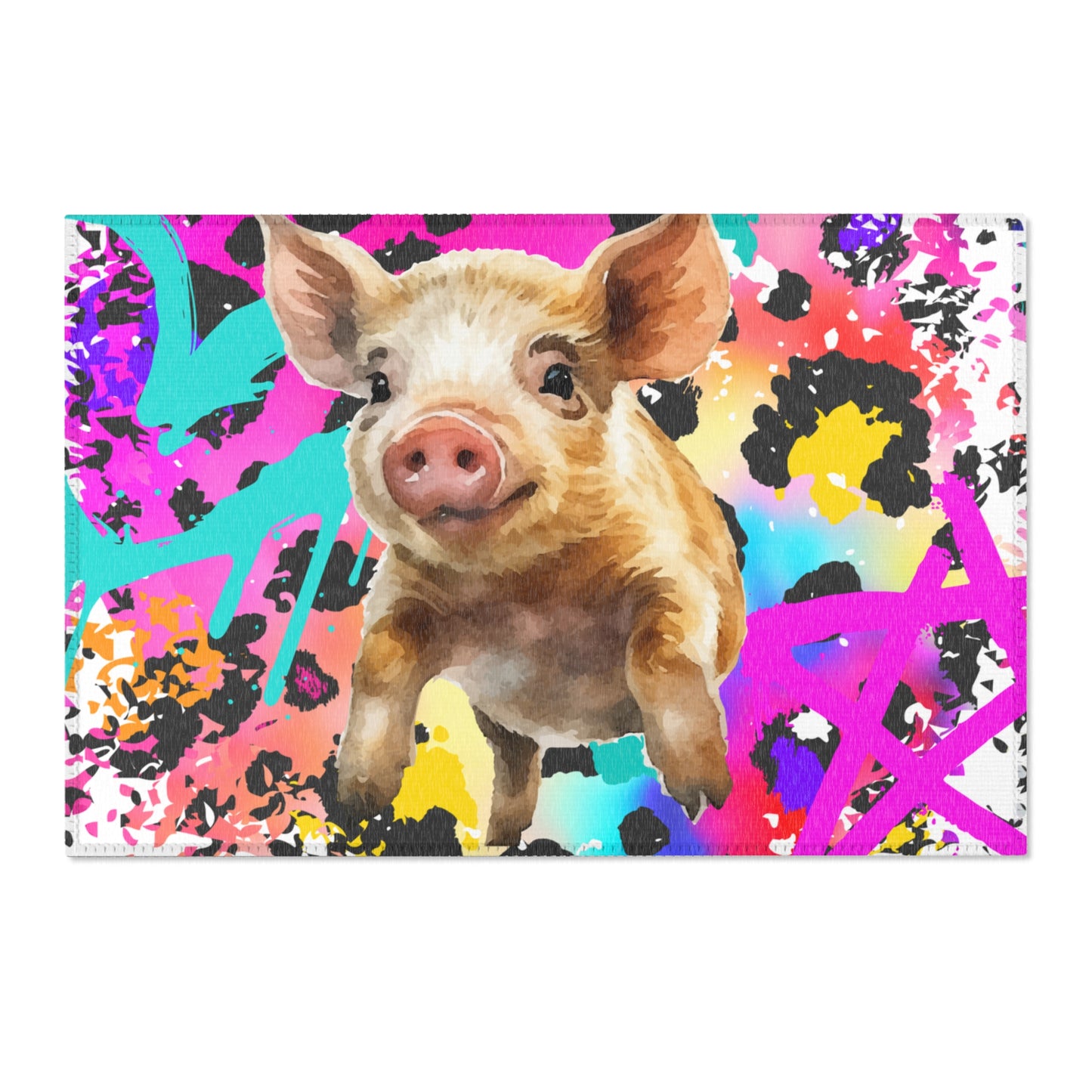 Spray Paint Leopard Pig Area Rugs