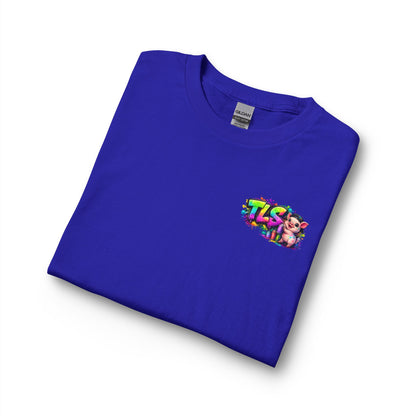 Long Sleeve T-Shirt — Colorful "TLS" Pig Logo, Cute PiggySpaDay Graphic