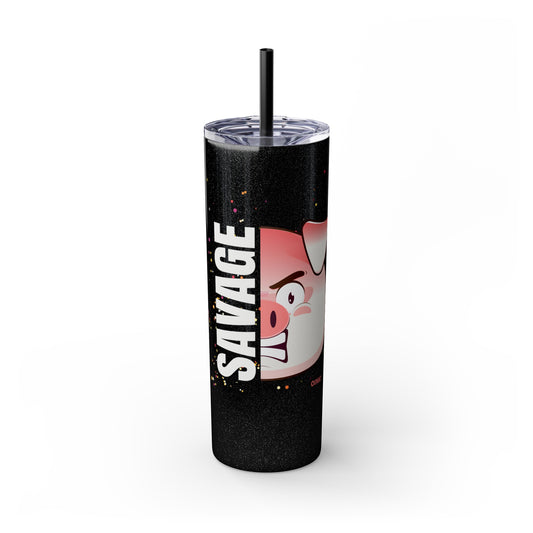 Savage Pig Skinny Tumbler with Straw, 20oz