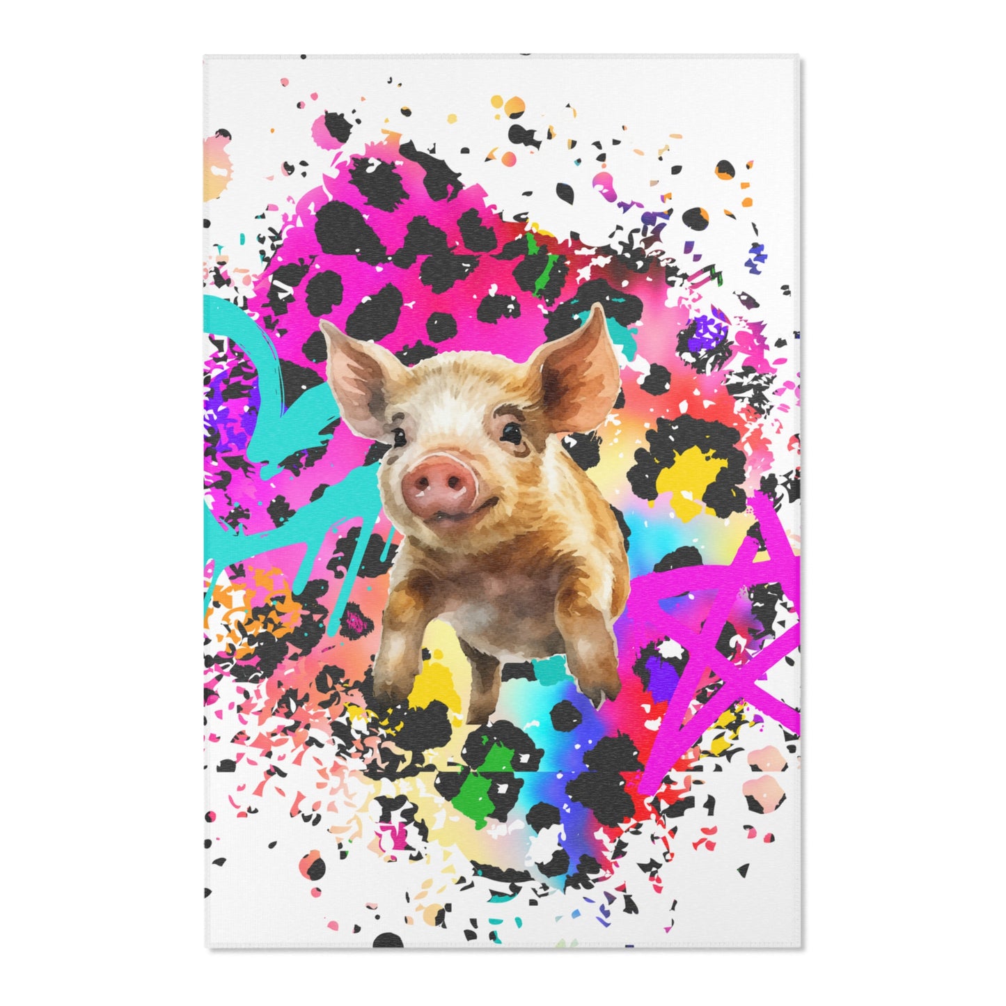 Spray Paint Leopard Pig Area Rugs