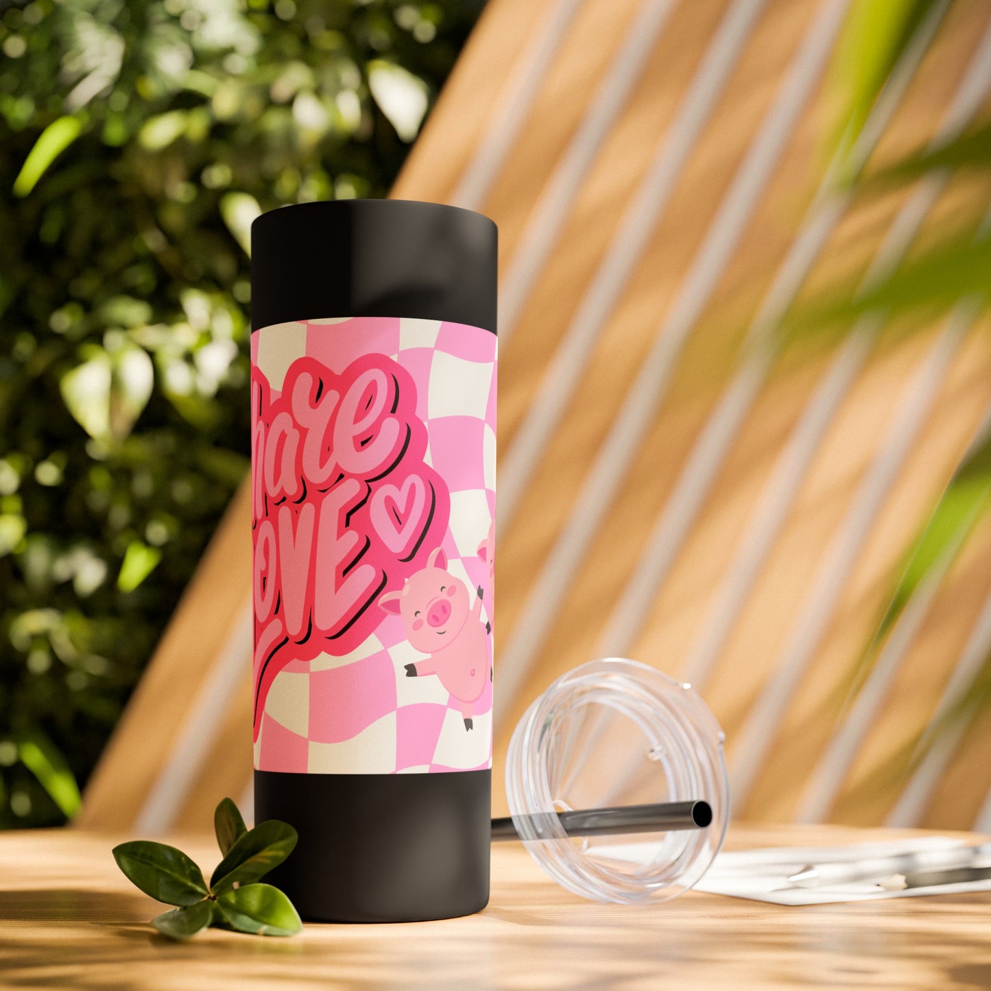 Share the Love Mini Pig Skinny Tumbler with Straw, 20oz