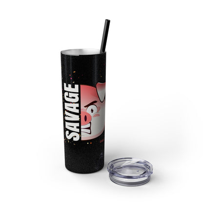 Savage Pig Skinny Tumbler with Straw, 20oz