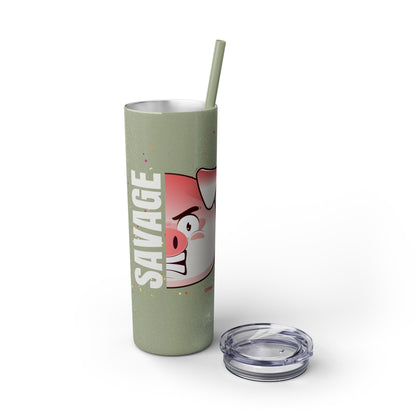 Savage Pig Skinny Tumbler with Straw, 20oz