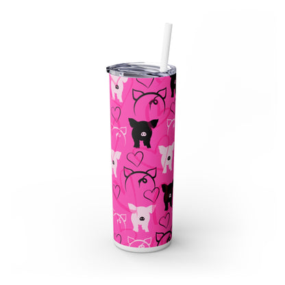 Pig Pigs Skinny Tumbler with Straw, 20oz