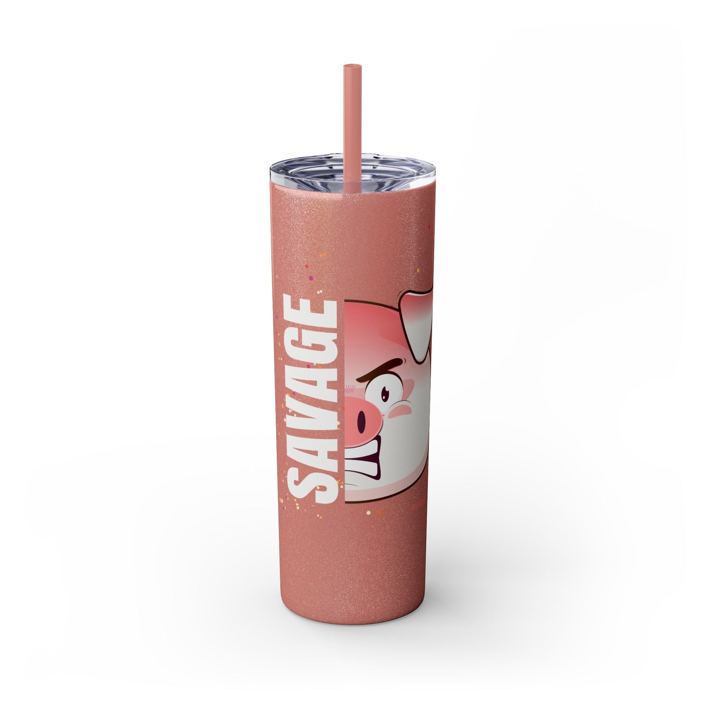 Savage Pig Skinny Tumbler with Straw, 20oz