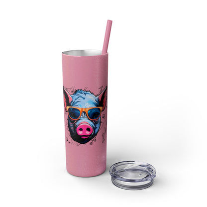 Cool Mini Pig Skinny Tumbler with Straw, 20oz