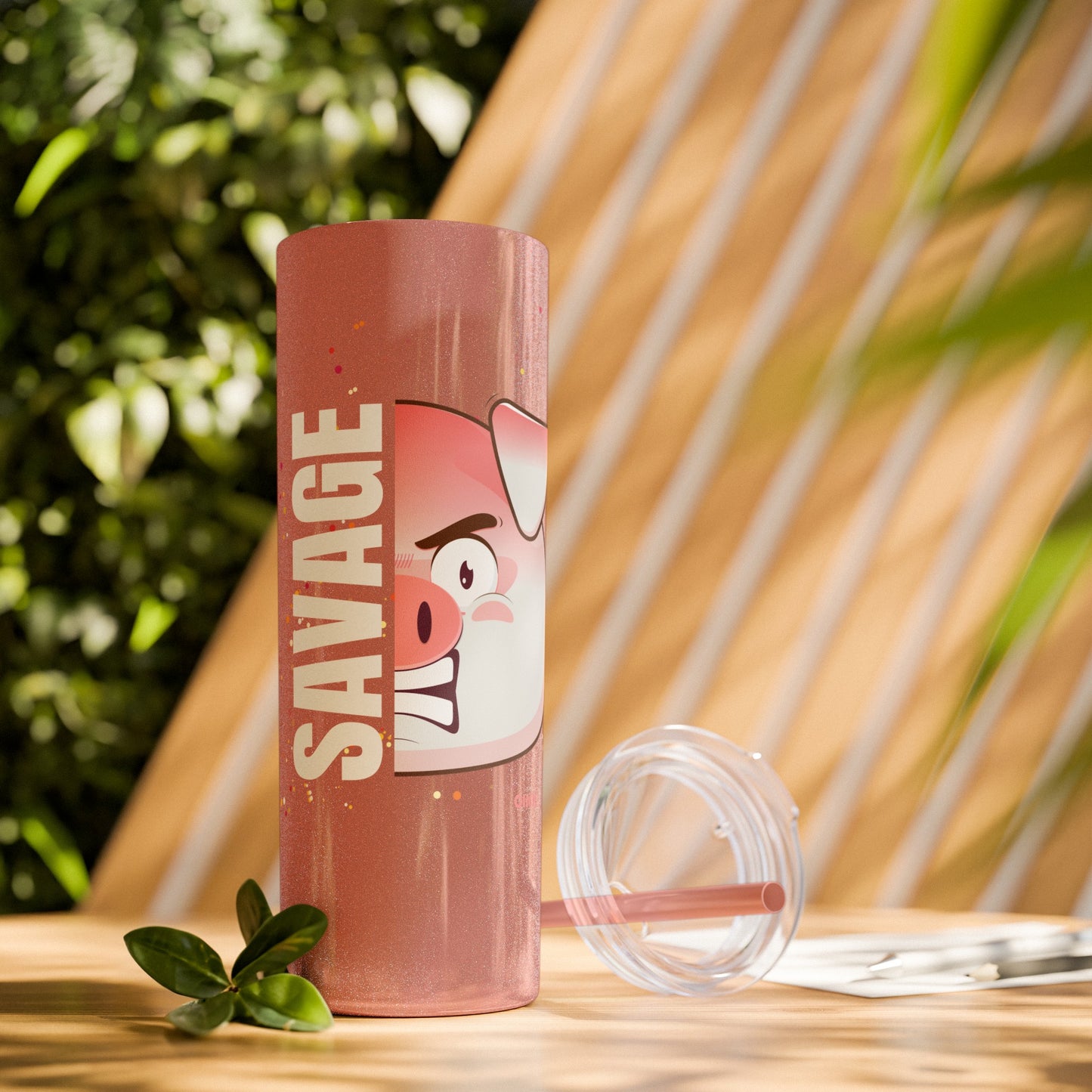 Savage Pig Skinny Tumbler with Straw, 20oz