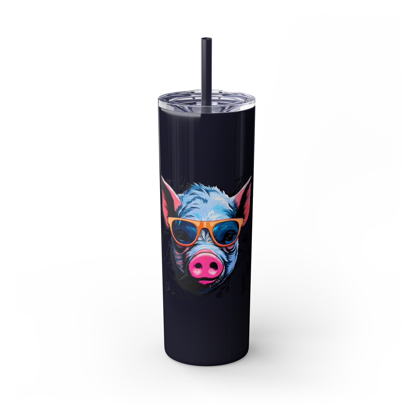 Cool Mini Pig Skinny Tumbler with Straw, 20oz