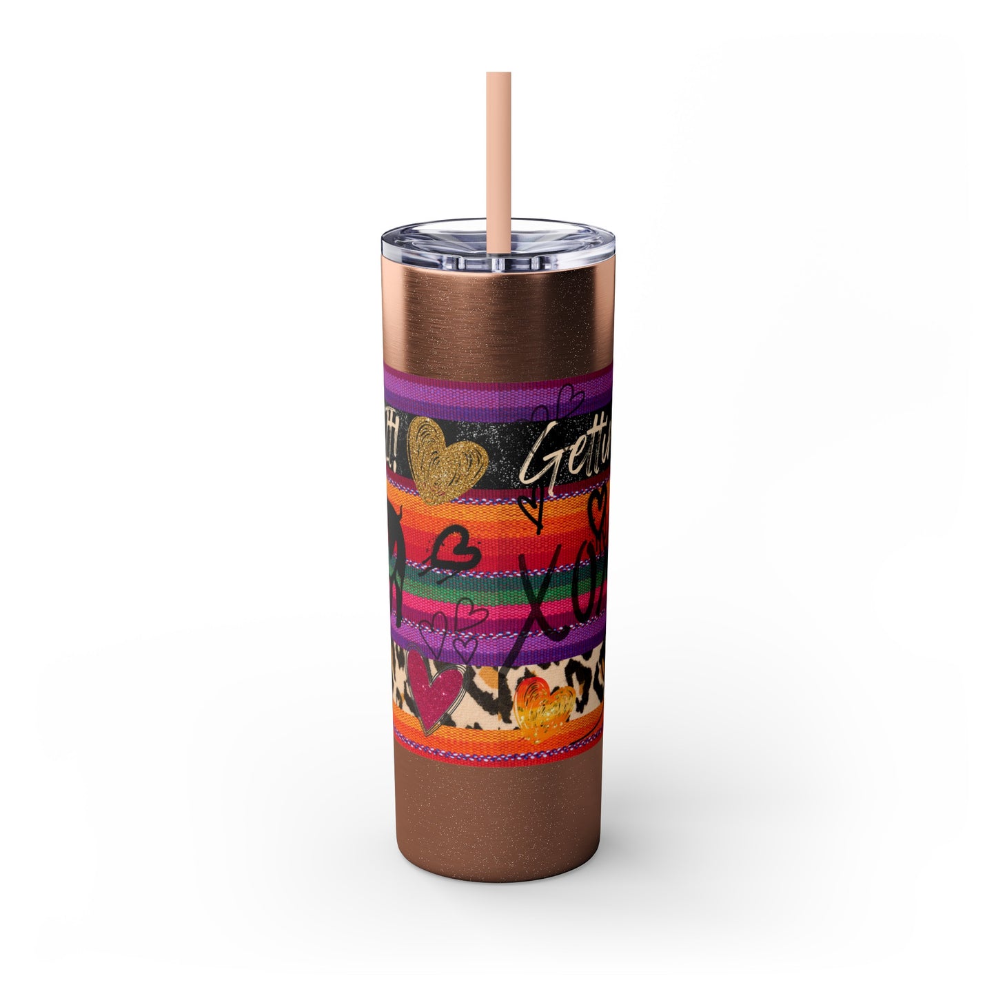 Serape "Getting Piggy With it!" Skinny Tumbler with Straw, 20oz