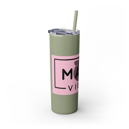 Pig Mama Vibes Skinny Tumbler with Straw, 20oz