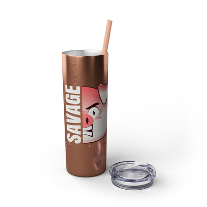 Savage Pig Skinny Tumbler with Straw, 20oz