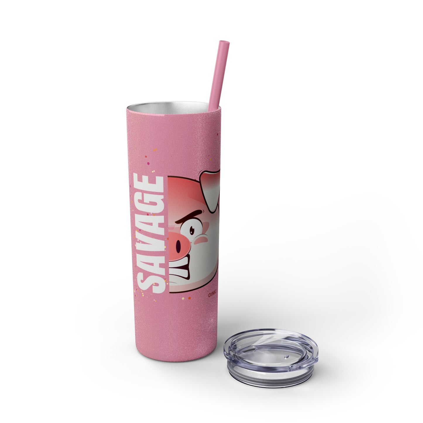 Savage Pig Skinny Tumbler with Straw, 20oz