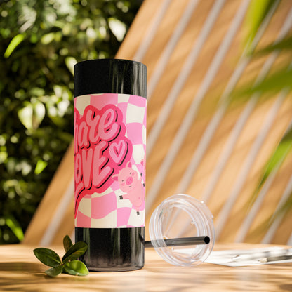 Share the Love Mini Pig Skinny Tumbler with Straw, 20oz