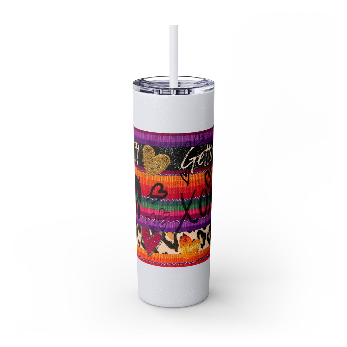 Serape "Getting Piggy With it!" Skinny Tumbler with Straw, 20oz