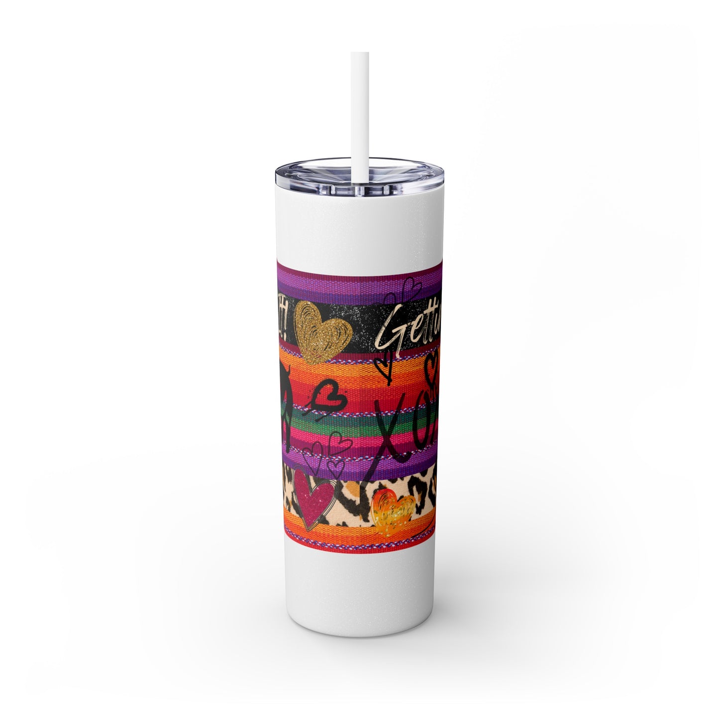 Serape "Getting Piggy With it!" Skinny Tumbler with Straw, 20oz