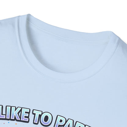 I Like to Party T-Shirt — Funny Mini Pig Couch & Snacks Graphic Tee