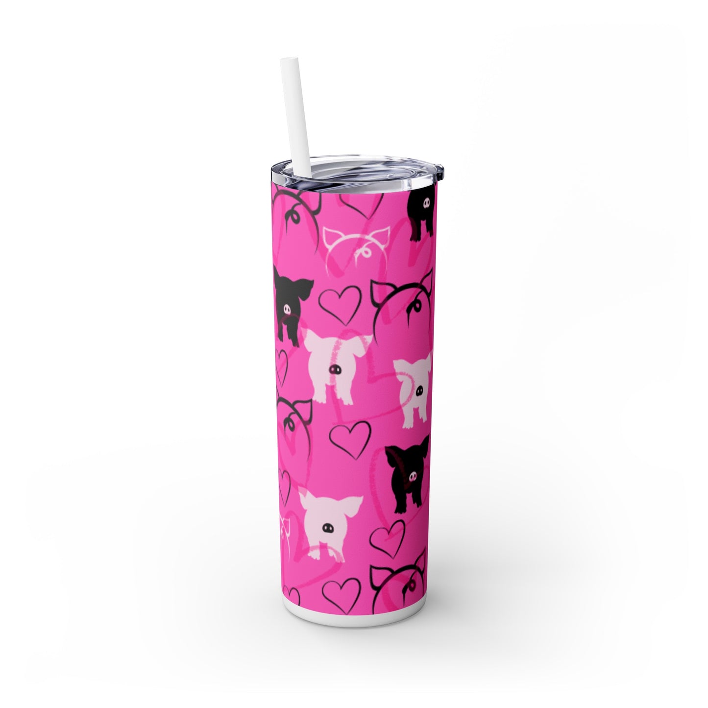 Pig Pigs Skinny Tumbler with Straw, 20oz