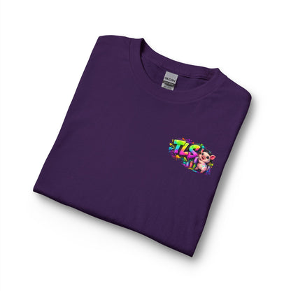 Long Sleeve T-Shirt — Colorful "TLS" Pig Logo, Cute PiggySpaDay Graphic
