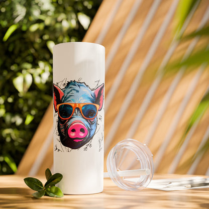 Cool Mini Pig Skinny Tumbler with Straw, 20oz