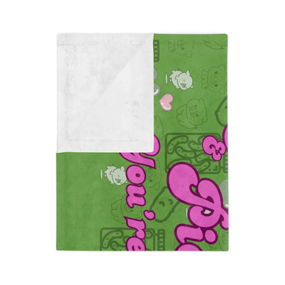 Green "Either You Love Mini Pigs & Pickles or you're wrong!" Velveteen Microfiber Blanket