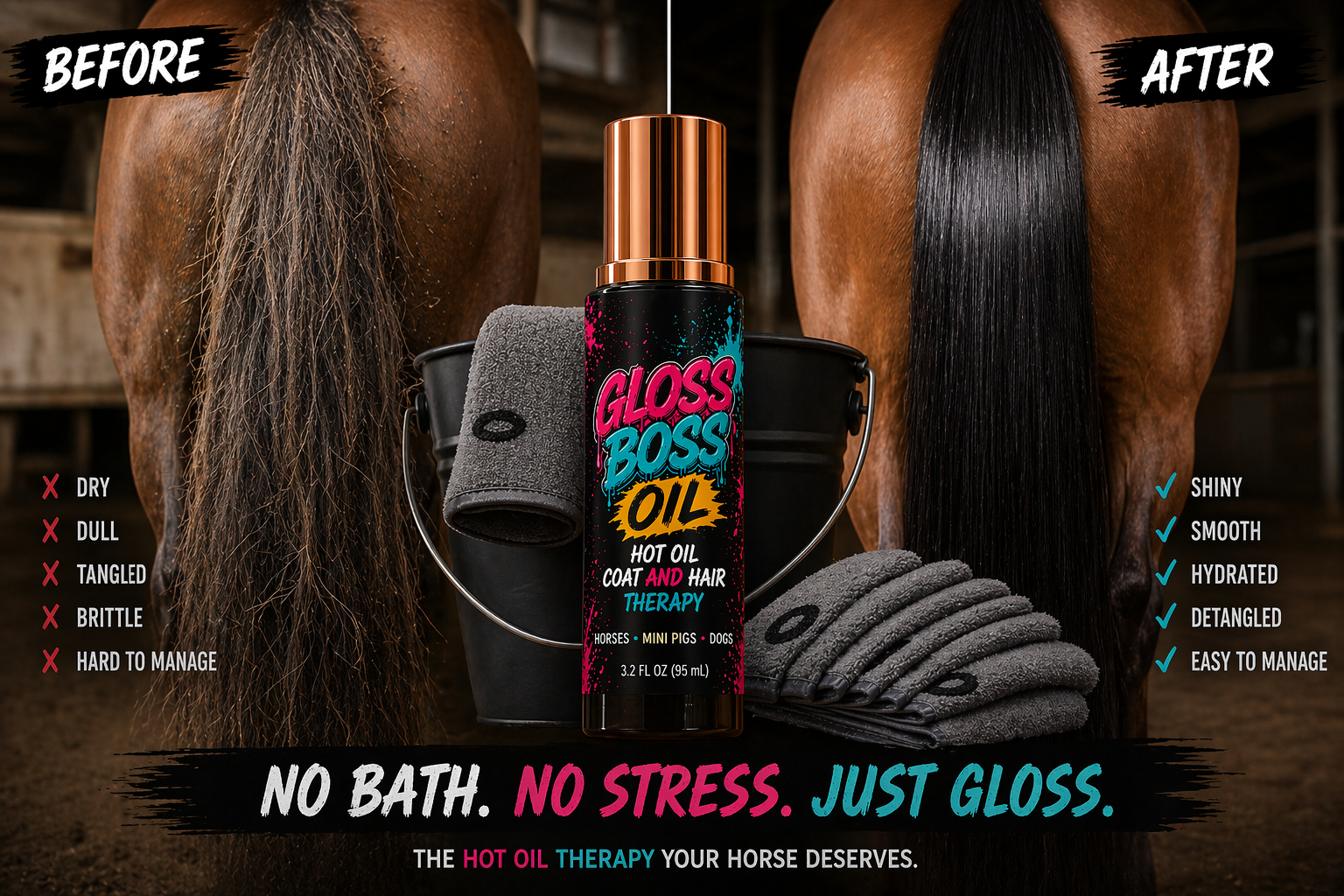 Gloss Boss™ Oil – Hot Oil Coat & Hair Therapy