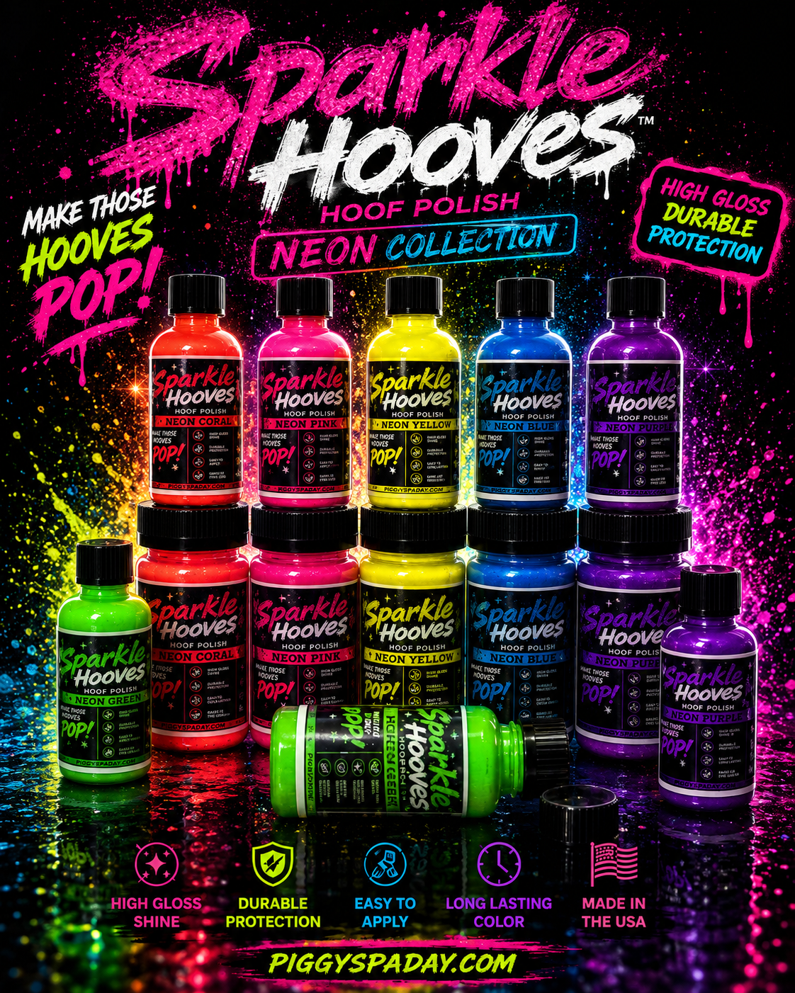Sparkle Hooves™ Limited Edition Neon + Glitter Hoof Polish