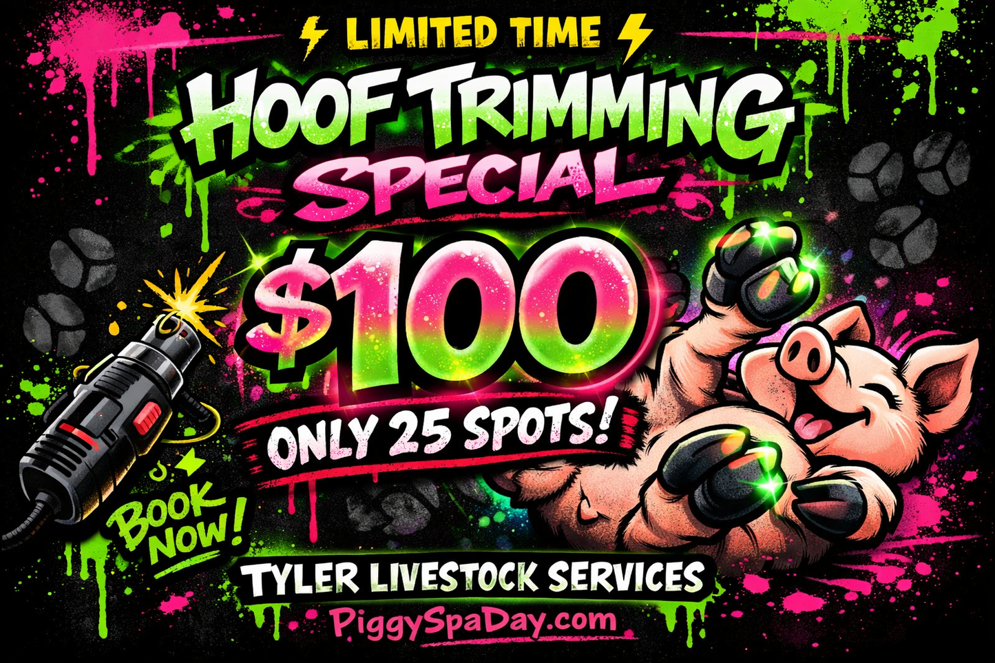 25 spots @ $100 per hoof trimming