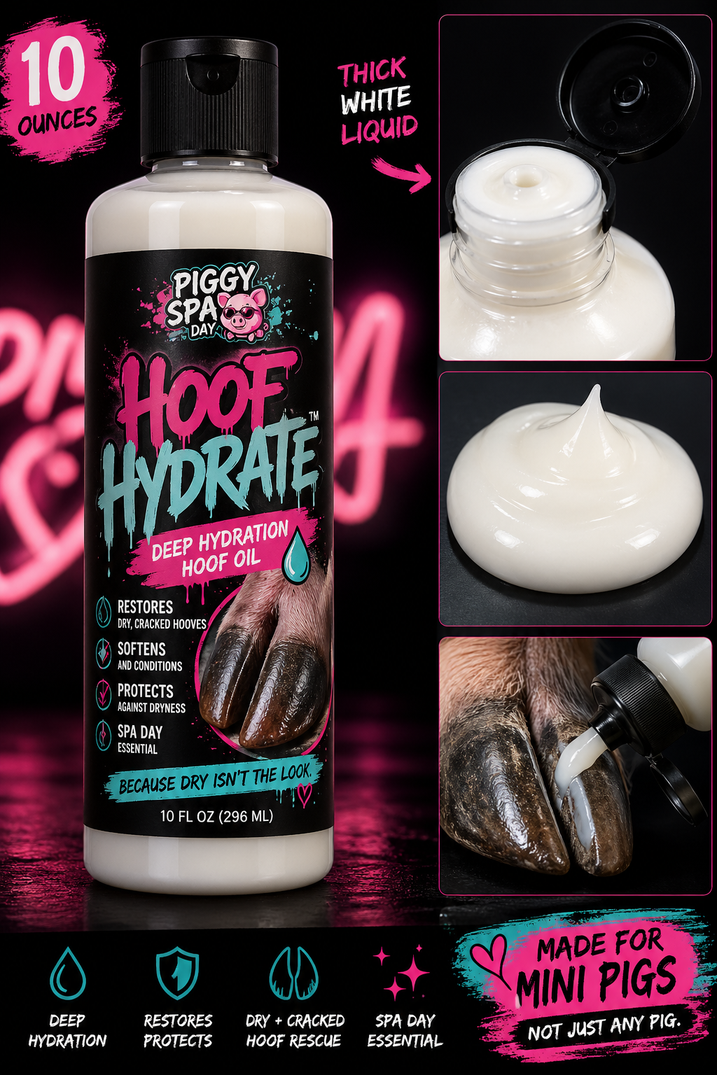 Hoof Hydrate™ Deep Hydration Hoof Oil for Mini Pigs